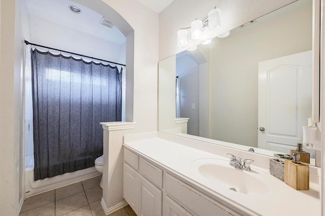 3612 Short Horn Ln, Round Rock, TX 78665 - bathroom featuring vanity, shower / tub combo with curtain, and tile patterned flooring