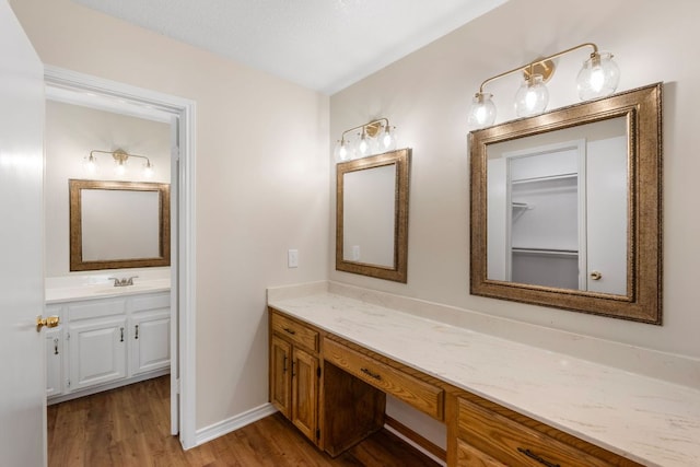 3419 Bluebonnet Trl, Georgetown, TX 78628 - bathroom with vanity and wood finished floors