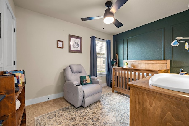 413 Luna Vista Dr, Hutto, TX 78634 - carpeted bedroom featuring a sink and a ceiling fan