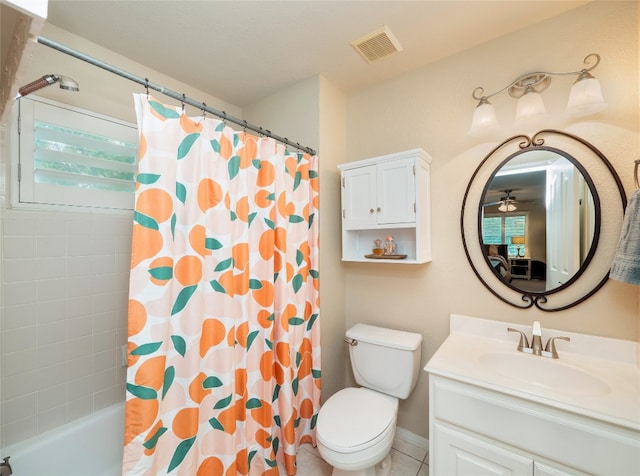 401 Kimra Cv, Georgetown, TX 78628 - full bathroom with vanity, shower / tub combo, and ceiling fan