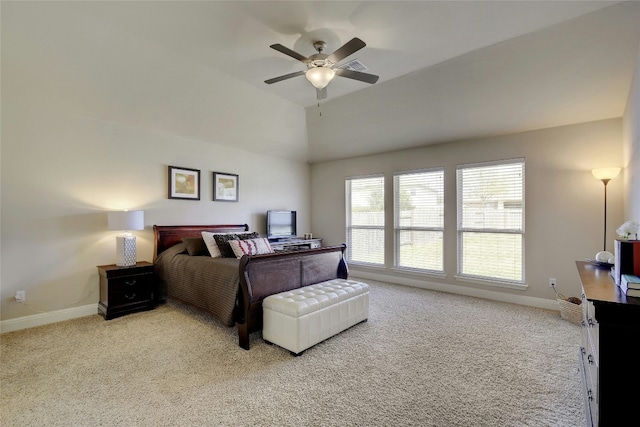 578 Ledge Stone Dr, Austin, TX 78737 - carpeted bedroom with lofted ceiling, a ceiling fan, and a desk