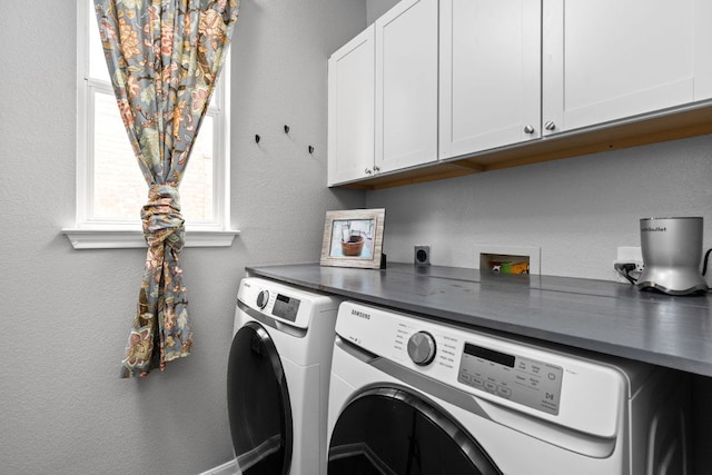 4112 Seldalia Trl, Austin, TX 78732 - washroom featuring cabinet space, separate washer and dryer, and a textured wall