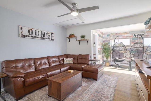 17708 Cherry Ln, Lago Vista, TX 78645 - living room featuring light wood-style flooring and ceiling fan