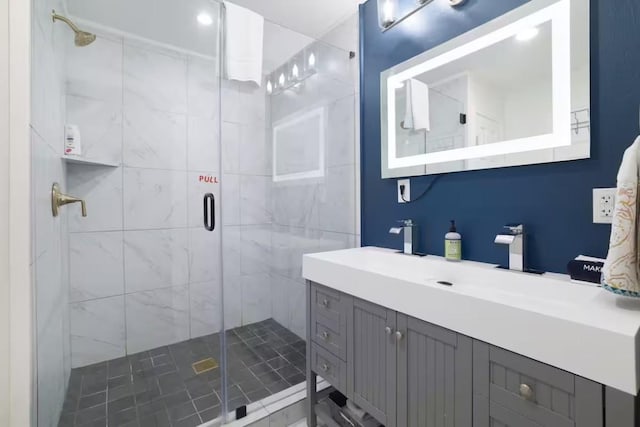 17708 Cherry Ln, Lago Vista, TX 78645 - full bathroom featuring vanity and a stall shower