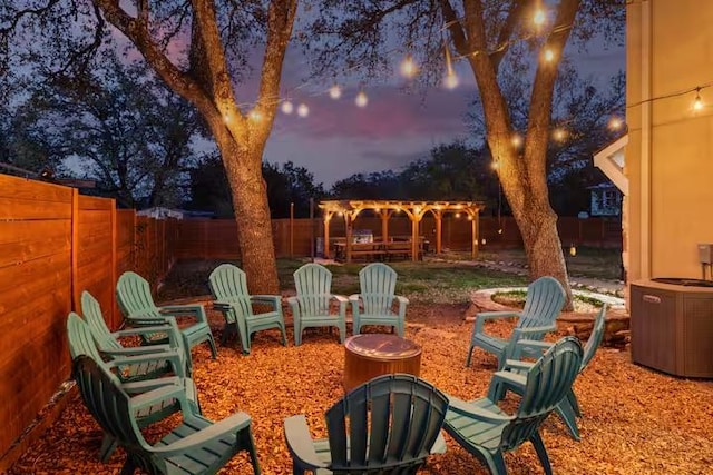 17708 Cherry Ln, Lago Vista, TX 78645 - fenced backyard with a pergola and an outdoor fire pit