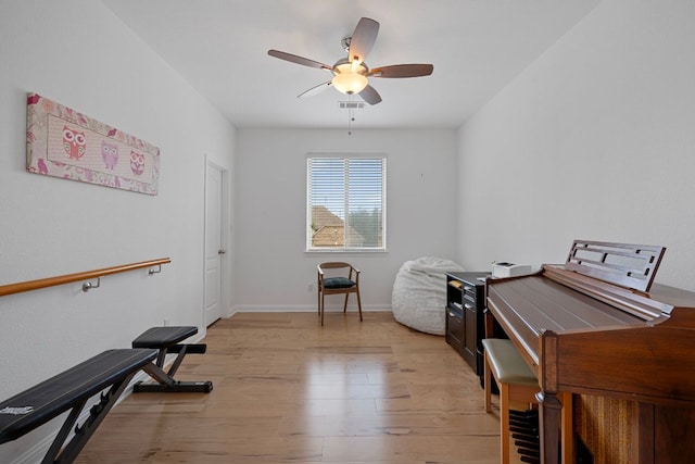 15800 Tetons Ct, Bee Cave, TX 78738 - home office featuring a ceiling fan and light wood-type flooring