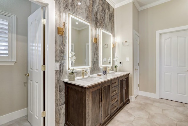 30613 Chi Chi Dr, Georgetown, TX 78628 - full bath with ornamental molding and double vanity