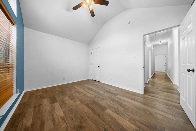 1409 Castle Ridge Dr, Harker Heights, TX 76548 - bonus room with lofted ceiling, ceiling fan, and wood finished floors
