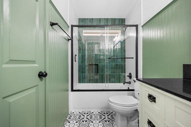 1409 Castle Ridge Dr, Harker Heights, TX 76548 - bathroom with shower / bath combination with glass door, vanity, and tile patterned floors