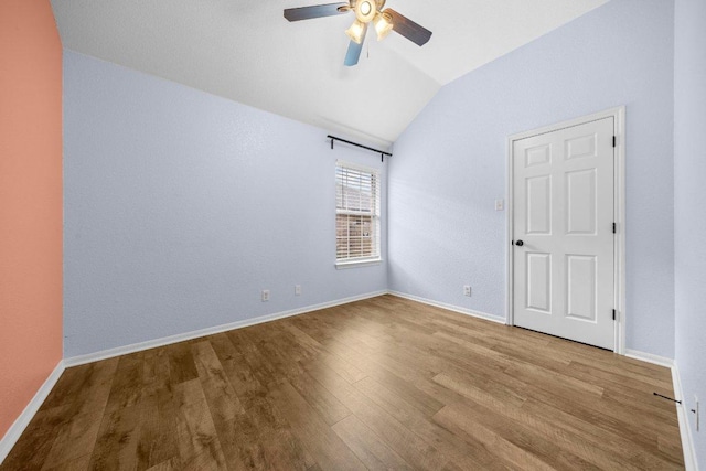 1409 Castle Ridge Dr, Harker Heights, TX 76548 - spare room with ceiling fan, vaulted ceiling, and wood finished floors