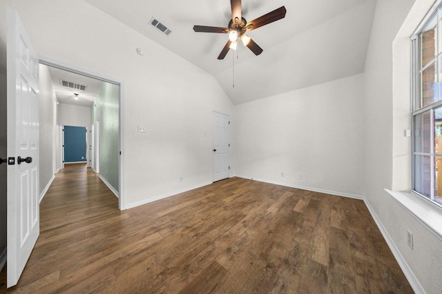 1409 Castle Ridge Dr, Harker Heights, TX 76548 - unfurnished room featuring a ceiling fan, vaulted ceiling, and wood finished floors