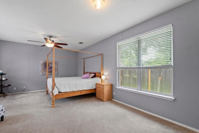 16907 Cranston Dr, Round Rock, TX 78664 - bedroom with carpet floors, a ceiling fan, and a textured ceiling