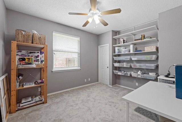 16907 Cranston Dr, Round Rock, TX 78664 - carpeted office space featuring ceiling fan and a textured ceiling