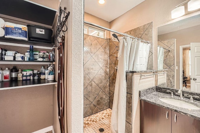 195 Heritage Oaks Dr, Cedar Creek, TX 78612 - bathroom featuring a stall shower and vanity