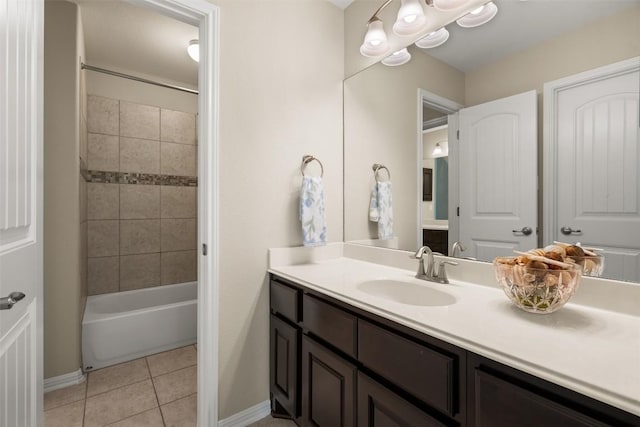 4539 Miraval Loop, Round Rock, TX 78665 - bathroom featuring vanity, tile patterned flooring, and shower / washtub combination