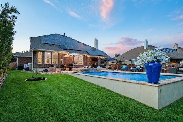 4539 Miraval Loop, Round Rock, TX 78665 - pool at dusk with a patio and a fenced backyard
