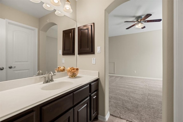 4539 Miraval Loop, Round Rock, TX 78665 - bathroom featuring ceiling fan and vanity