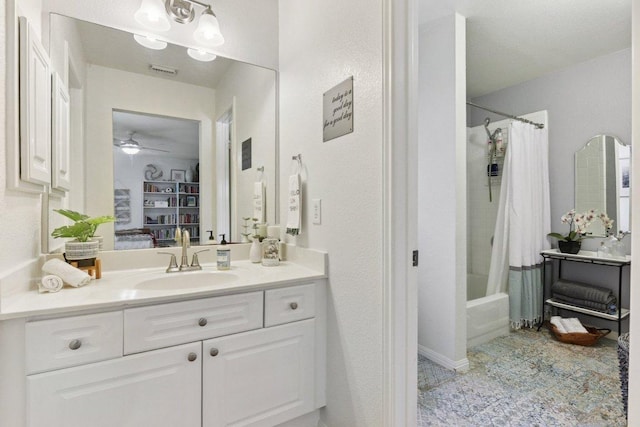 1224 Fall Creek Loop, Cedar Park, TX 78613 - full bathroom with vanity, shower / bath combo, and a ceiling fan