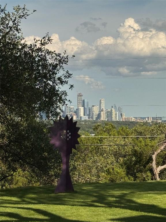 701 Terrace Mountain Dr, West Lake Hills, TX 78746 - surrounding community with a view of skyline and a lawn