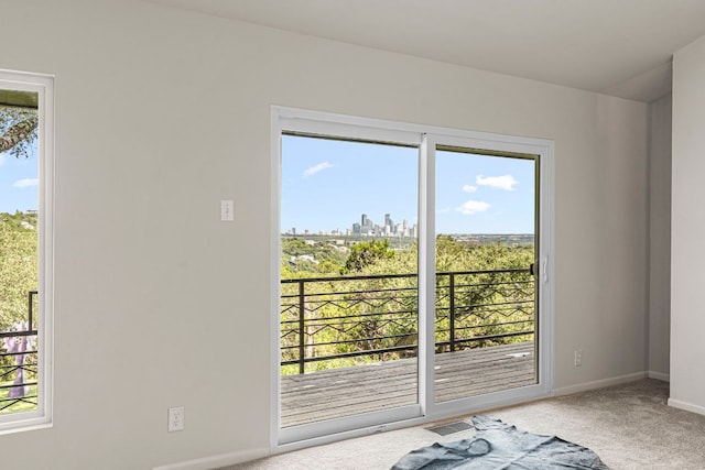 701 Terrace Mountain Dr, West Lake Hills, TX 78746 - doorway with carpet floors and a view of skyline