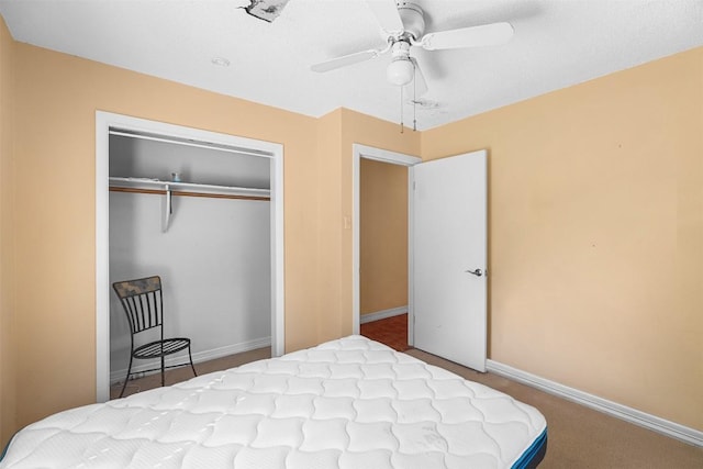 7923 Brockman St, Austin, TX 78757 - bedroom featuring a closet, a ceiling fan, and carpet