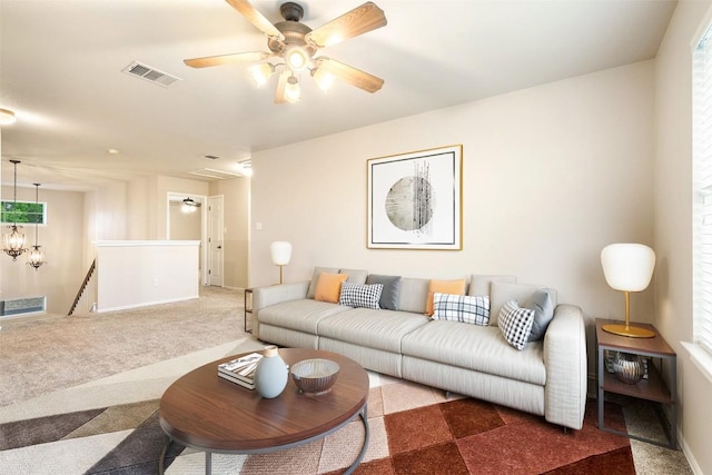 36 White Magnolia Cir, Austin, TX 78734 - living area featuring ceiling fan, carpet, and plenty of natural light