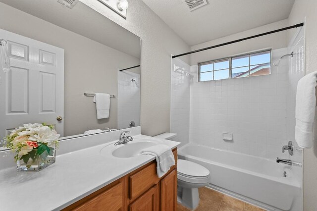 10421 Beard Ave, Austin, TX 78748 - bathroom featuring shower / bath combination, vanity, and tile patterned flooring