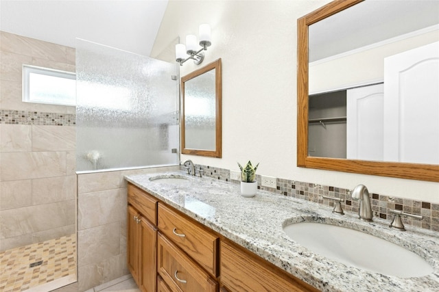 1212 Dove Cir, Cedar Park, TX 78613 - bathroom with double vanity and a walk in shower