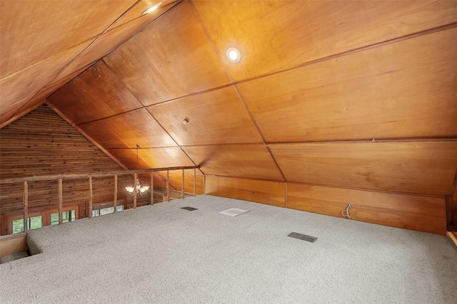 111 Sendero Blvd, Cedar Creek, TX 78612 - bonus room featuring wooden walls, lofted ceiling, carpet flooring, and wooden ceiling