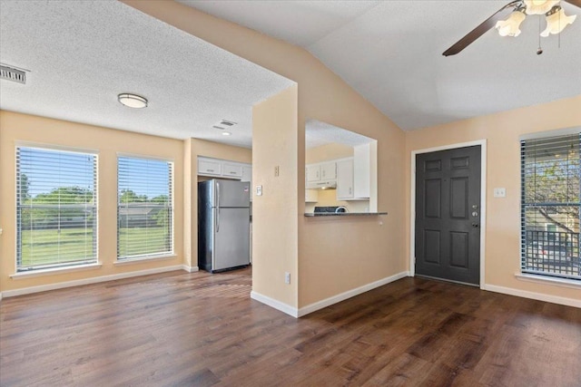 10616 Mellow Meadows Dr Unit 21C, Austin, TX 78750 - foyer entrance featuring dark wood-style floors, a ceiling fan, and lofted ceiling