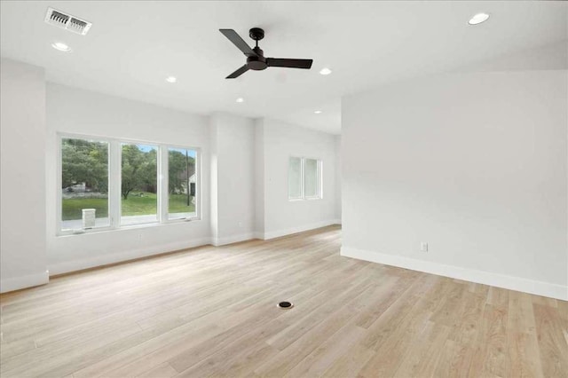512 Cowal Dr S, Spicewood, TX 78669 - empty room with light wood-type flooring, a ceiling fan, and recessed lighting
