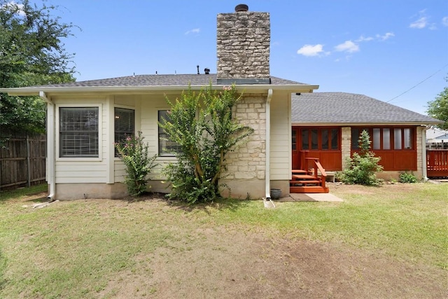 1707 Creek Bend Cir, Round Rock, TX 78681 - rear view of property with a chimney and a shingled roof