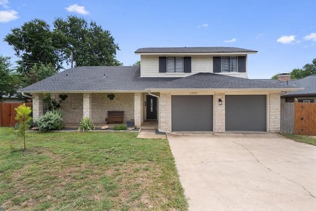 1707 Creek Bend Cir, Round Rock, TX 78681 - view of front of property with driveway, stone siding, roof with shingles, and an attached garage