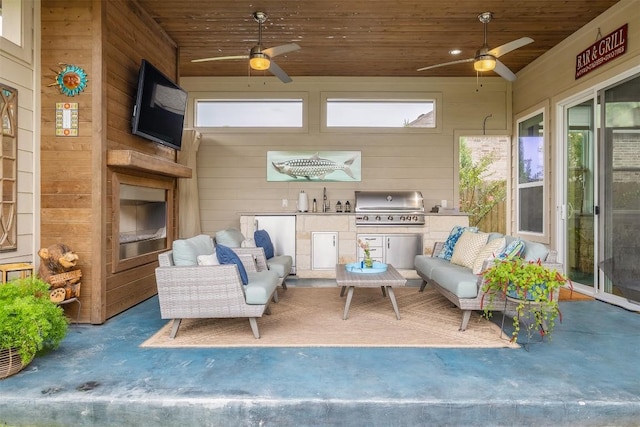 6708 Leonardo Dr, Round Rock, TX 78665 - view of patio with ceiling fan, area for grilling, and an outdoor hangout area