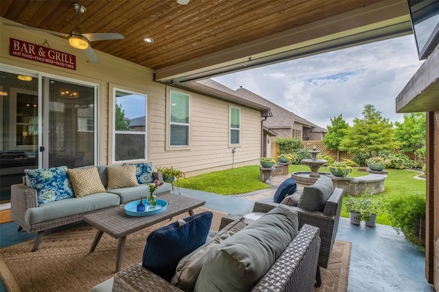 6708 Leonardo Dr, Round Rock, TX 78665 - view of patio / terrace with outdoor lounge area and ceiling fan