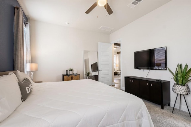 6708 Leonardo Dr, Round Rock, TX 78665 - bedroom with light carpet and a ceiling fan