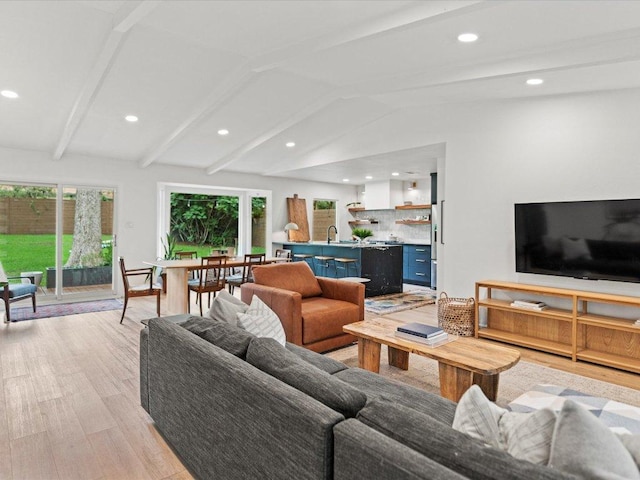 1907 Parkside Ln, Austin, TX 78745 - living area featuring light wood-style flooring and recessed lighting