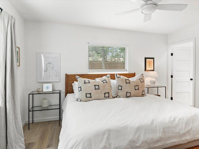 1907 Parkside Ln, Austin, TX 78745 - bedroom featuring wood finished floors and ceiling fan