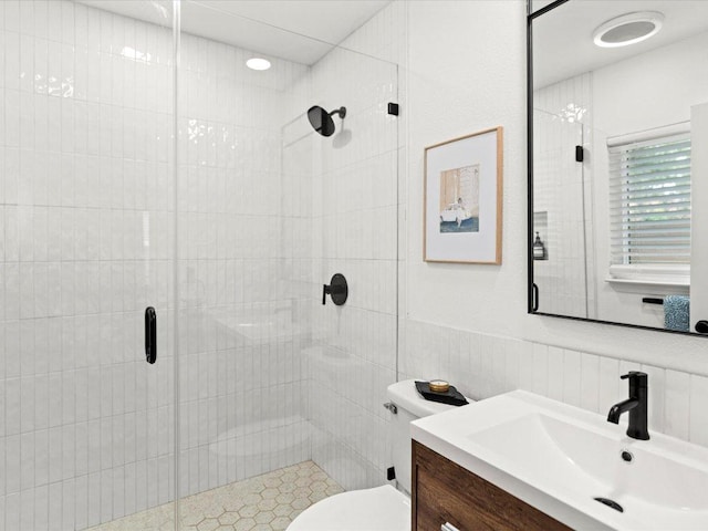 1907 Parkside Ln, Austin, TX 78745 - full bath featuring tile walls, vanity, and a stall shower
