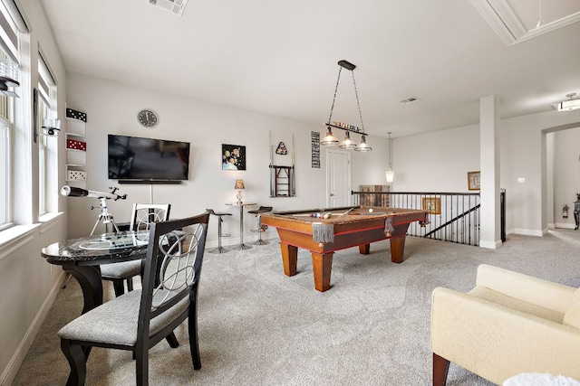 1304 Positano Pass, Leander, TX 78641 - playroom with carpet flooring, attic access, and pool table