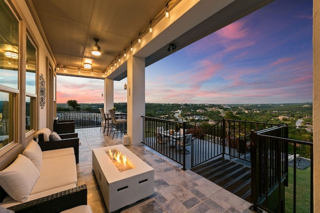 1304 Positano Pass, Leander, TX 78641 - balcony featuring an outdoor living space with a fire pit