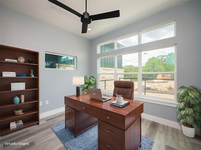 3013 Clark Ave, Lago Vista, TX 78645 - office space featuring a ceiling fan and light wood-type flooring