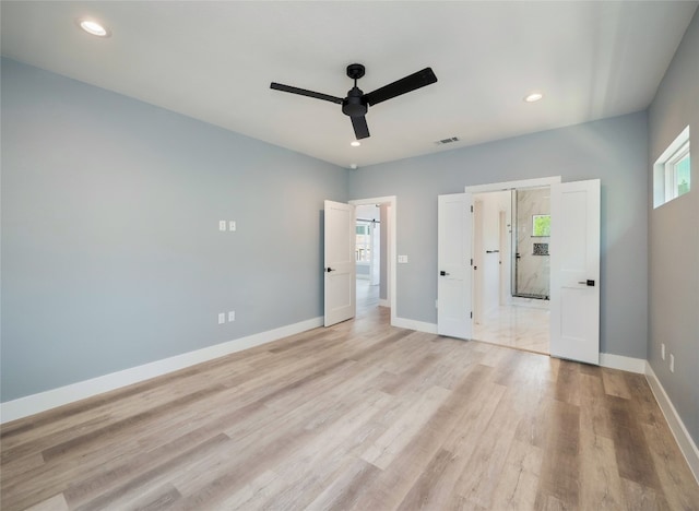 3013 Clark Ave, Lago Vista, TX 78645 - unfurnished bedroom featuring light wood-type flooring, recessed lighting, and ceiling fan