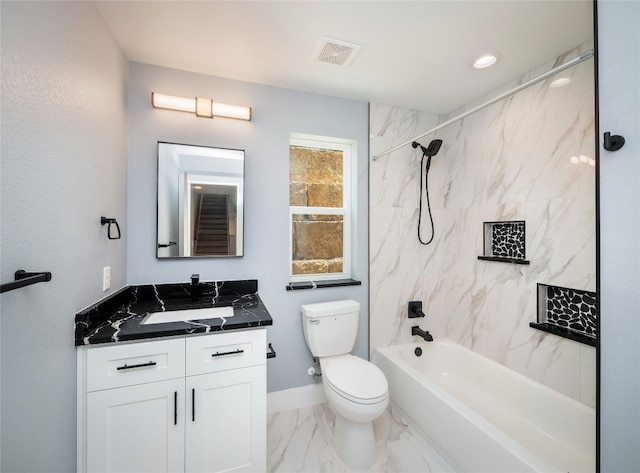 3013 Clark Ave, Lago Vista, TX 78645 - bathroom with vanity, marble finish flooring, and shower / bath combination