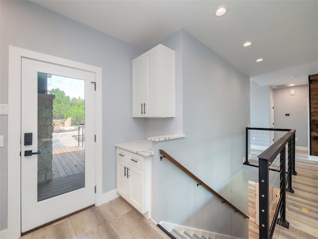 3013 Clark Ave, Lago Vista, TX 78645 - doorway to outside with light wood-style floors and recessed lighting