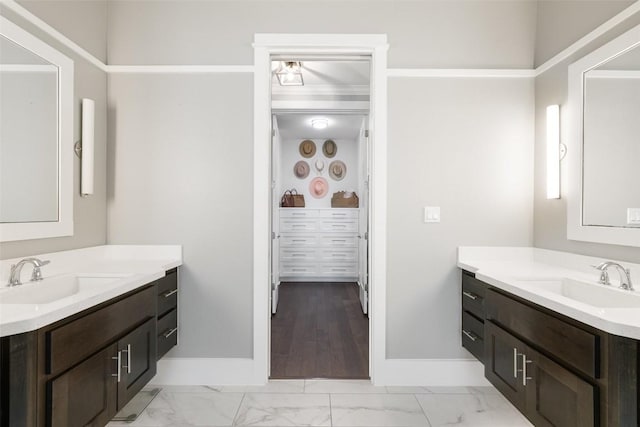 209 Ringtail Stream Dr, Lakeway, TX 78738 - full bath featuring marble look tiles and two vanities