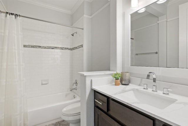 209 Ringtail Stream Dr, Lakeway, TX 78738 - full bathroom featuring ornamental molding, shower / tub combo, and vanity
