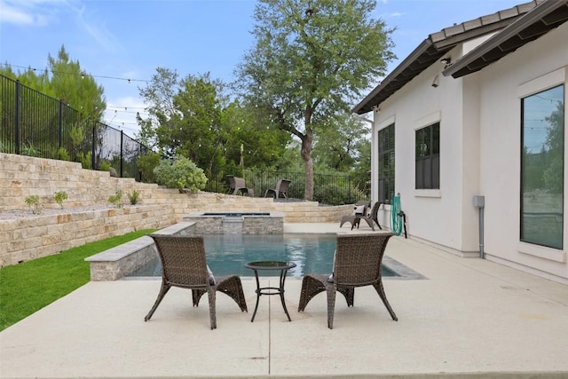 209 Ringtail Stream Dr, Lakeway, TX 78738 - fenced backyard featuring a patio area and a pool with connected hot tub