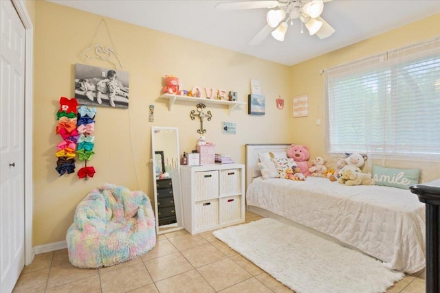 2802 Amber Forest Trl, Belton, TX 76513 - bedroom featuring light tile patterned flooring and ceiling fan