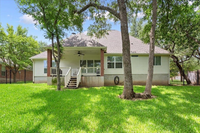 2802 Amber Forest Trl, Belton, TX 76513 - back of house with a ceiling fan and a shingled roof